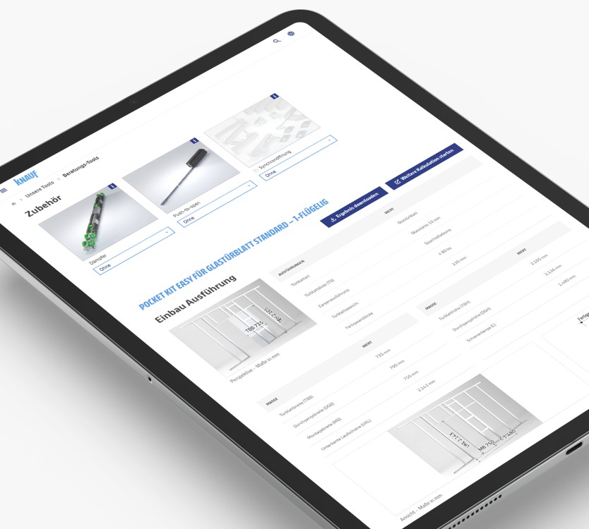 Pocket Kit Easy Konfigurator Tool auf dem Tablet