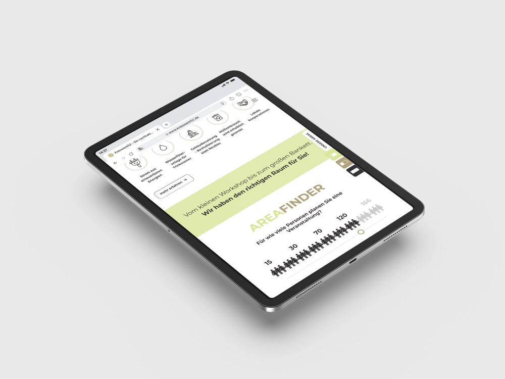 Areafinder als zentrales Navigationselement zur schnellen Orientierung auf der Website