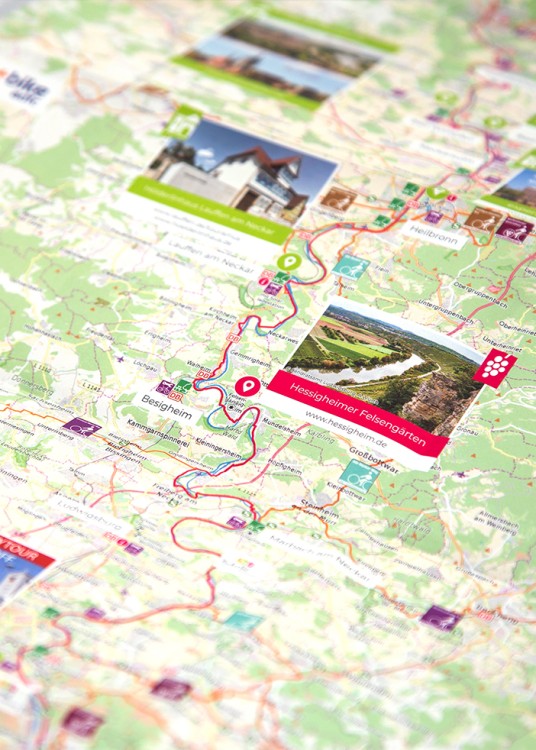 Gestaltung von Kartenmaterial für einen Radweg